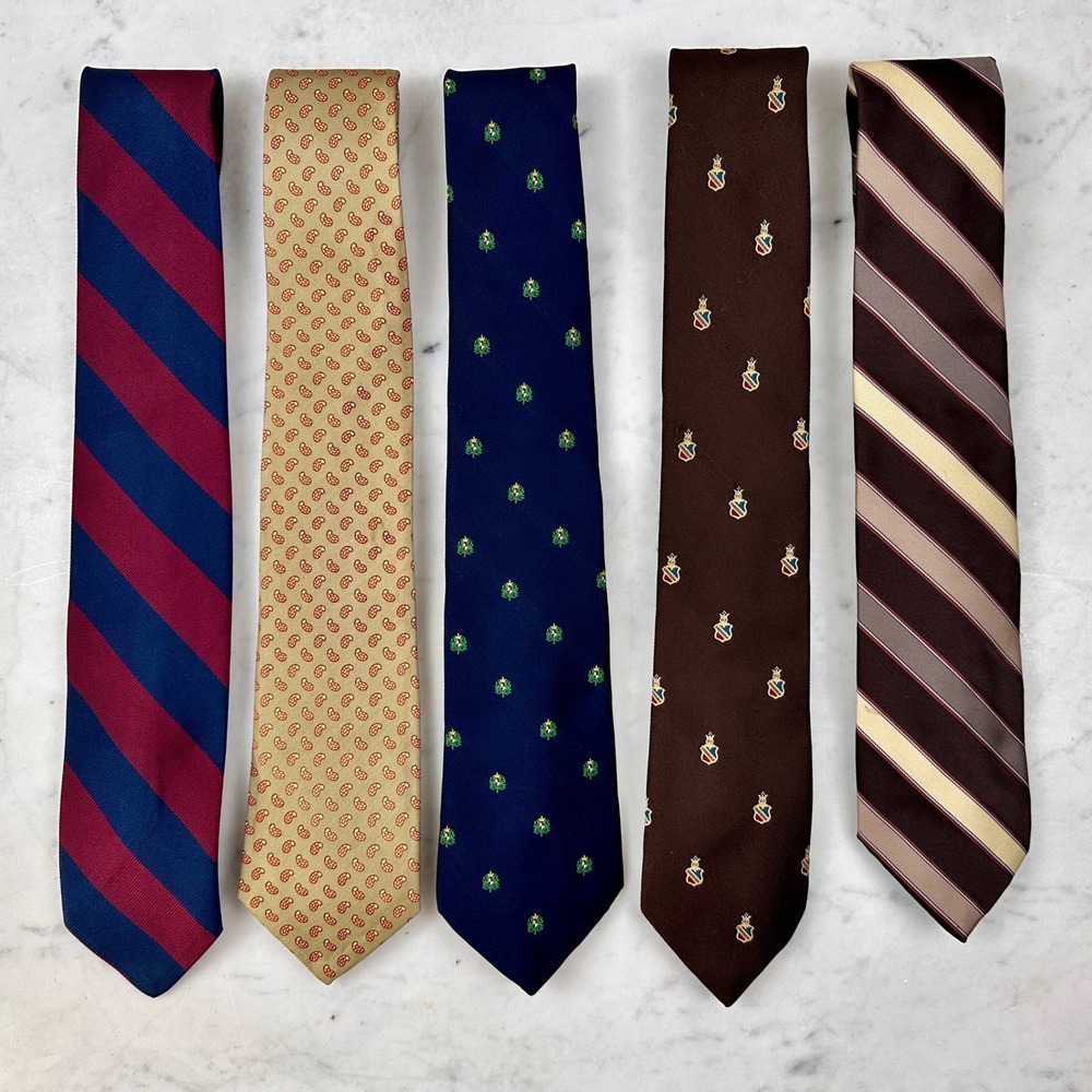 Vintage Prep Ties Mixed Designer Necktie Lot Mens‎ OS Multicolor Silk Blend